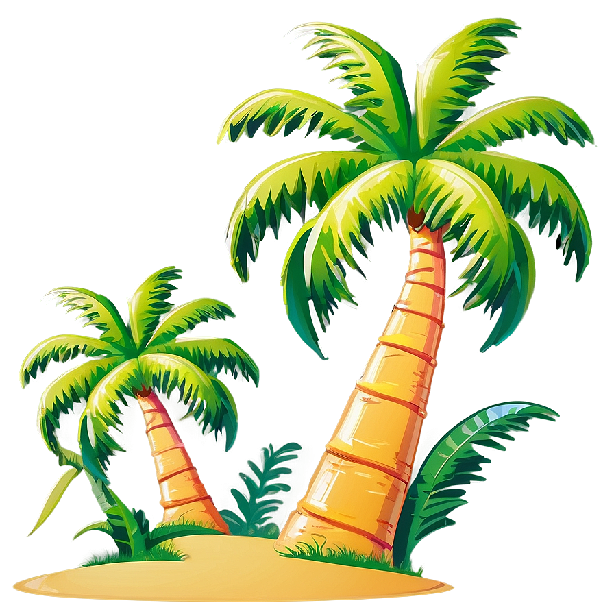 Cartoon Palm Tree Vacation Png Uxc