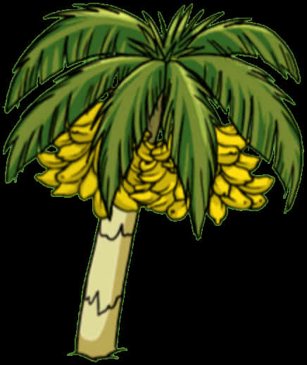 Cartoon Palm Tree With Bananas