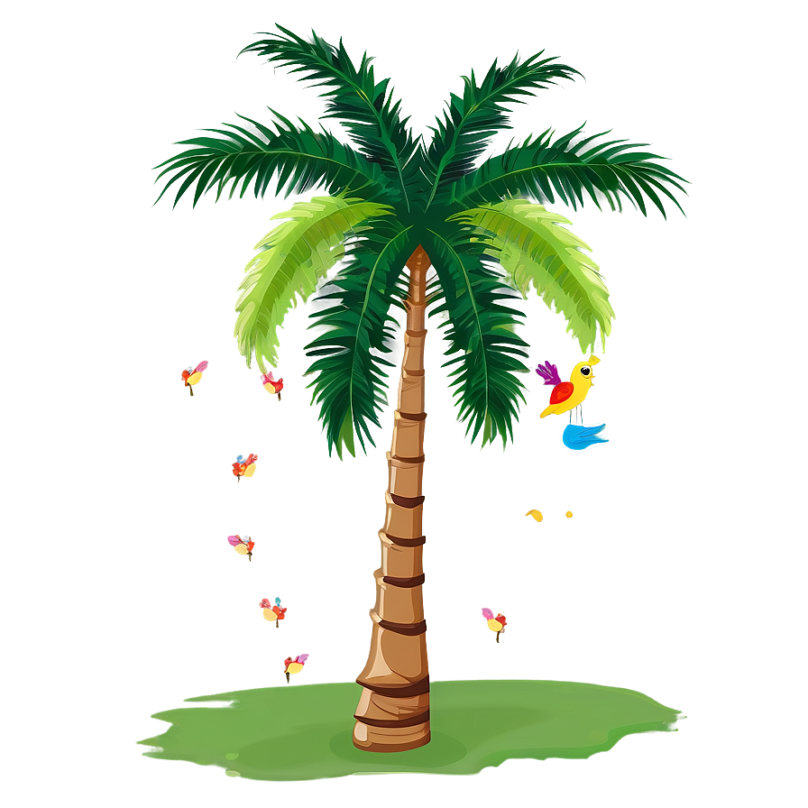 Cartoon Palm Tree With Birds Png 43