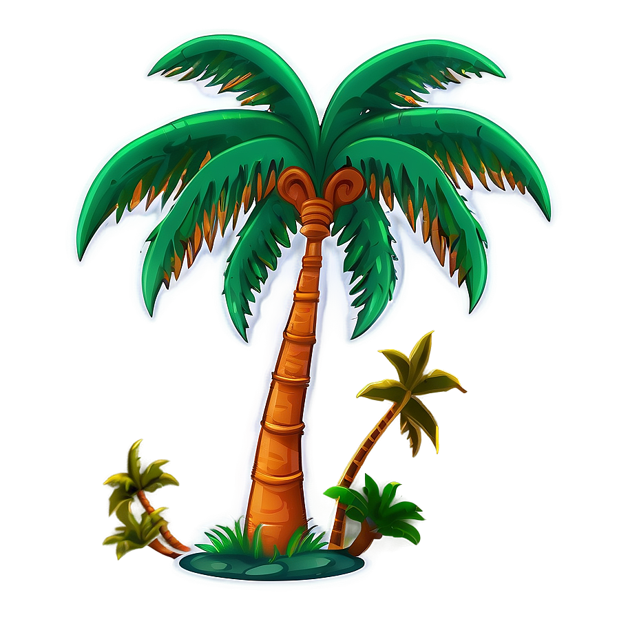 Cartoon Palm Tree With Clouds Png 06212024