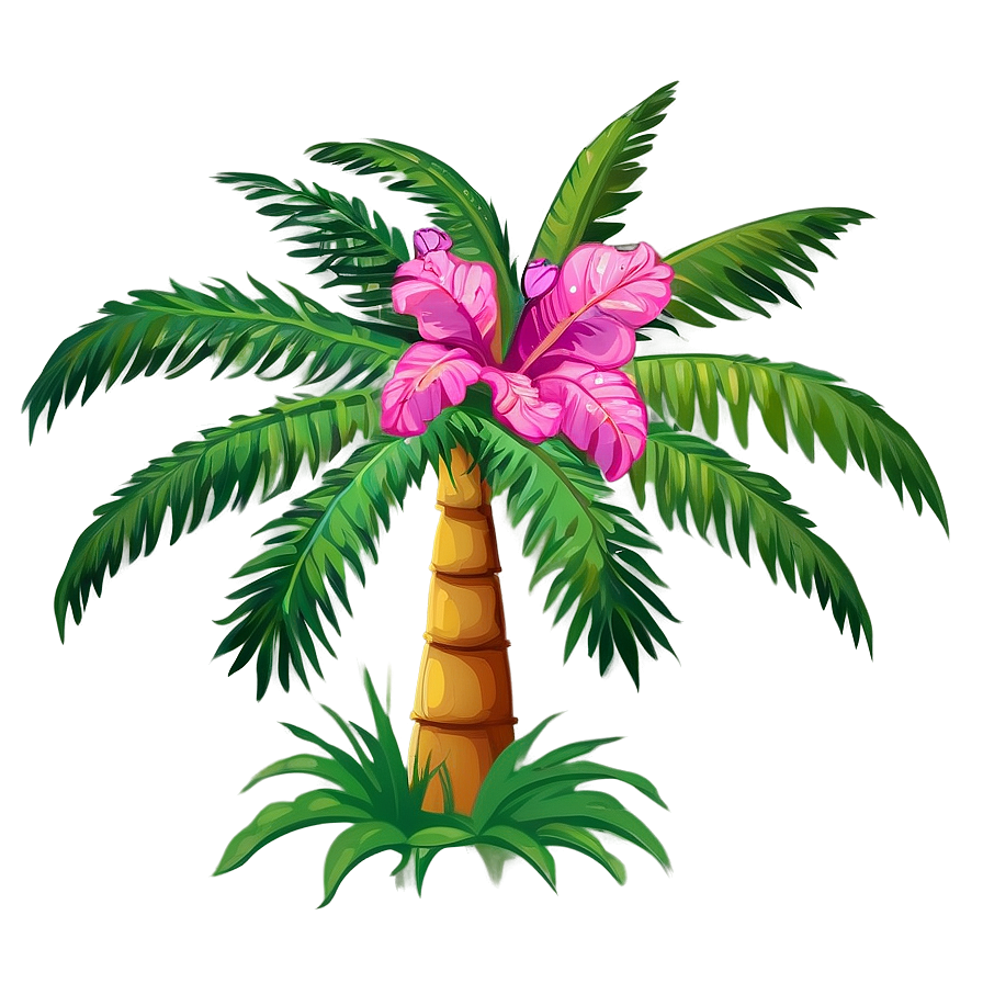 Cartoon Palm Tree With Flowers Png 53