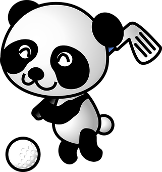 Cartoon Panda Golfer Graphic