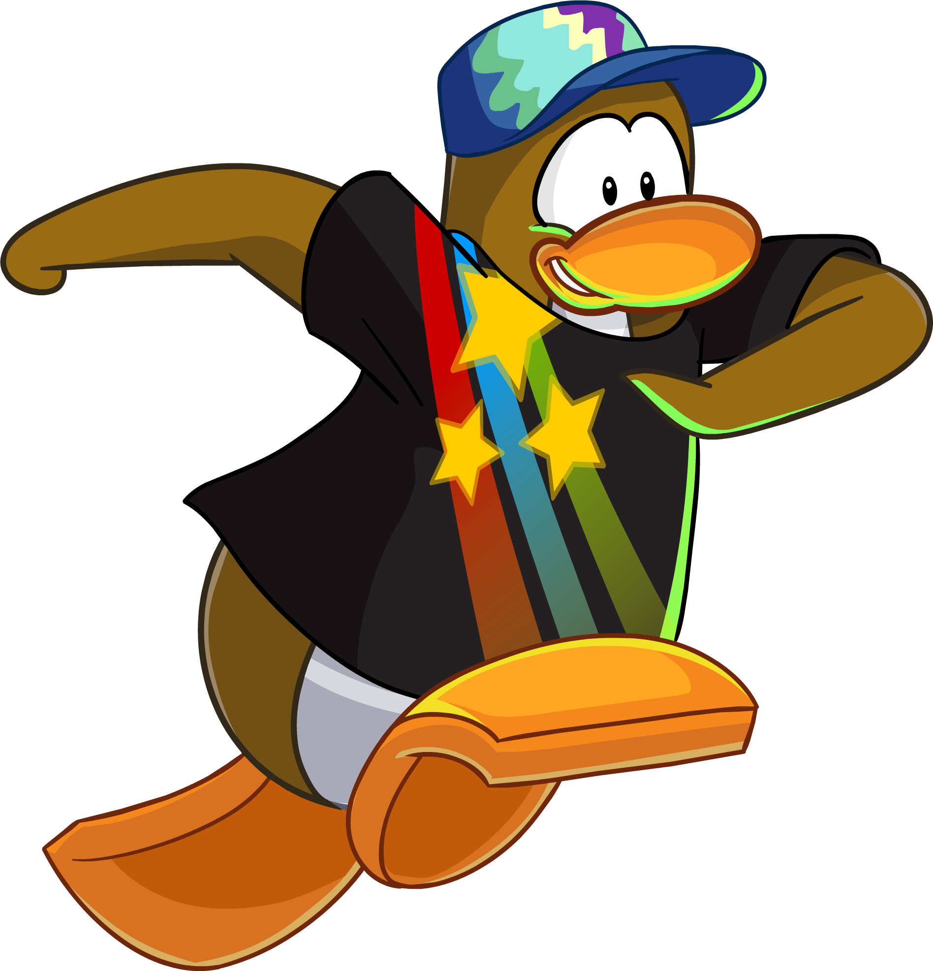 Cartoon Penguin Detective Skating