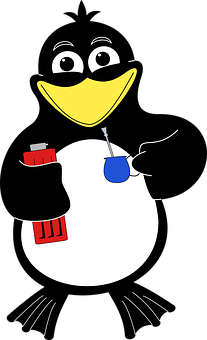 Cartoon Penguin Holding Mug