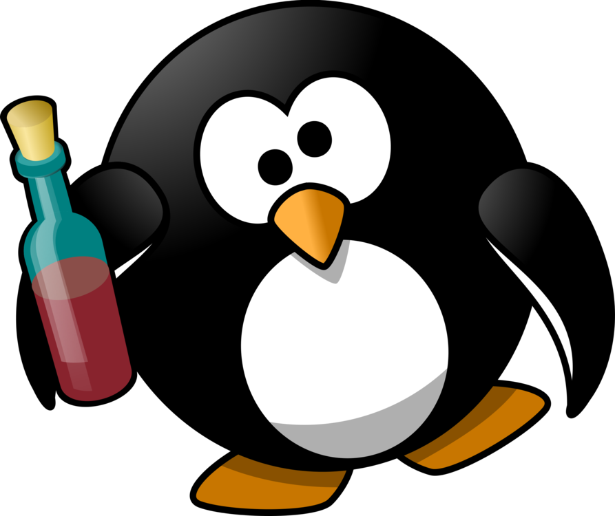 Cartoon Penguin With Bottle