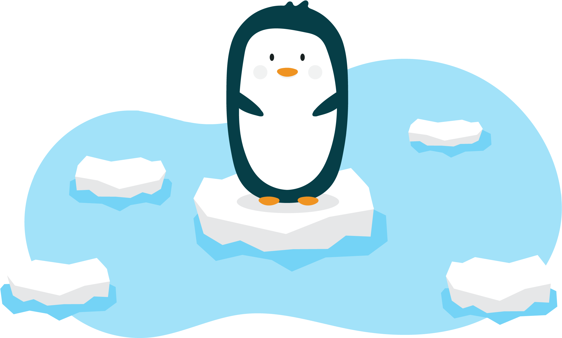Cartoon Penguinon Iceberg