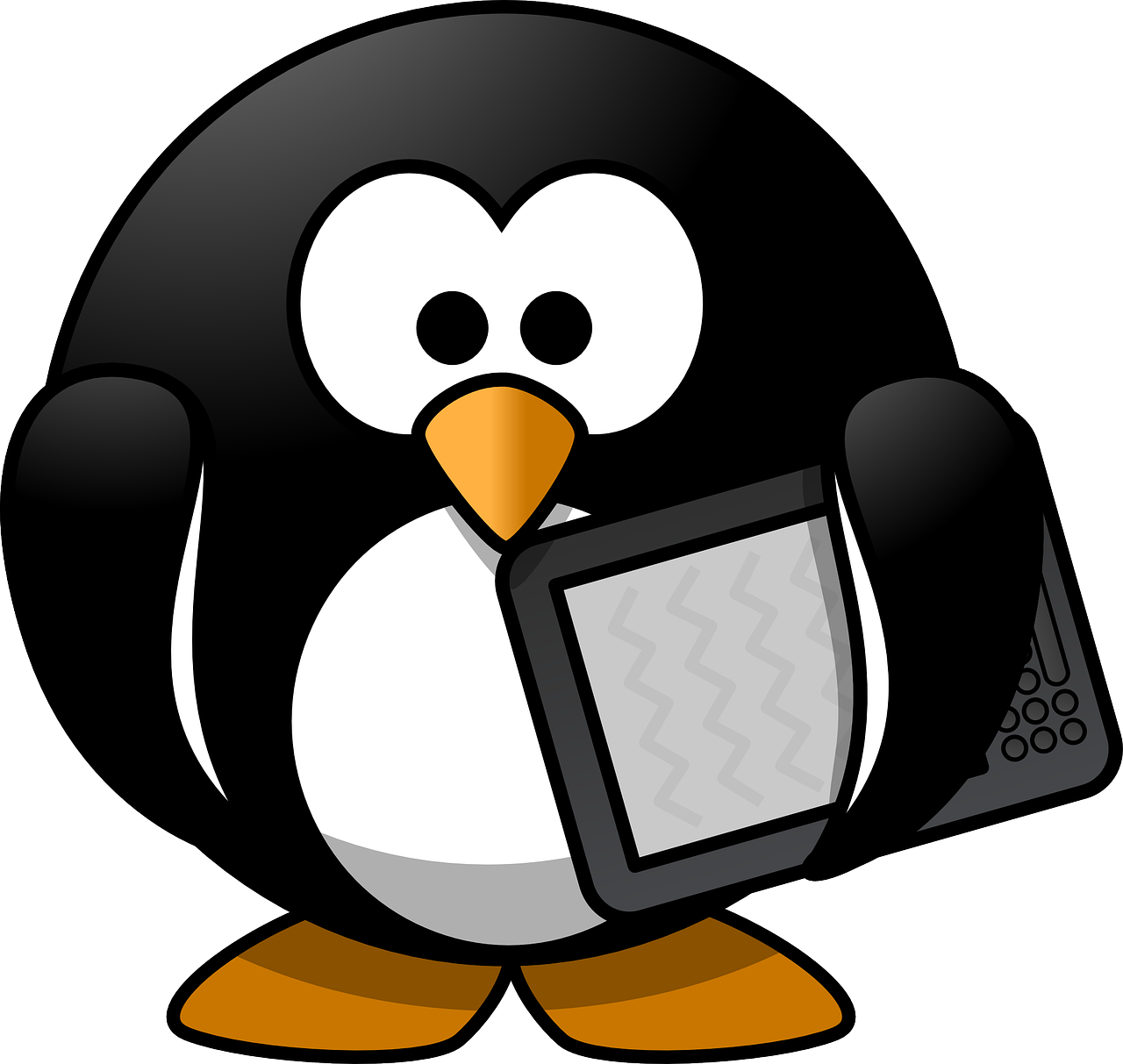 Cartoon Penguinwith Tablet