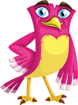 Cartoon Pink Bird Standing