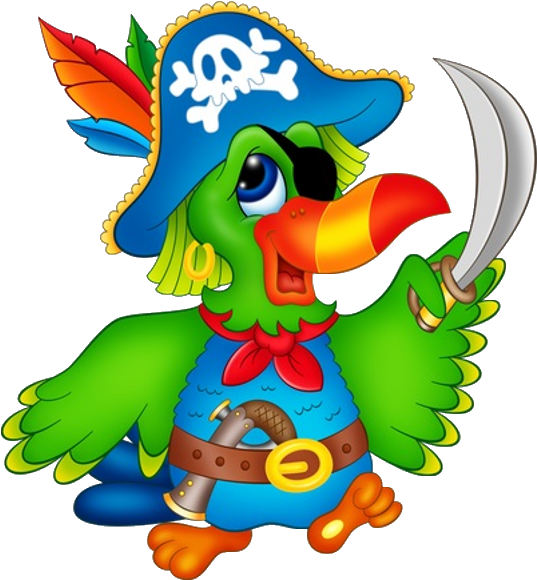 Cartoon Pirate Parrotwith Sword