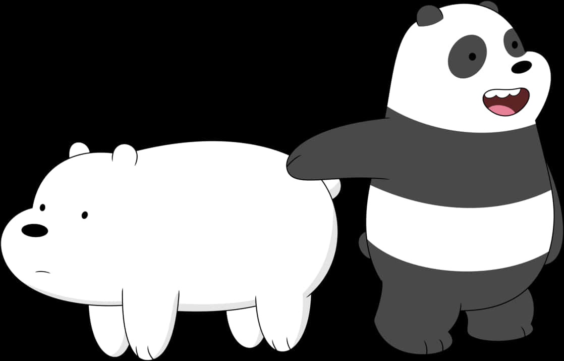 Cartoon Polar Bearand Panda
