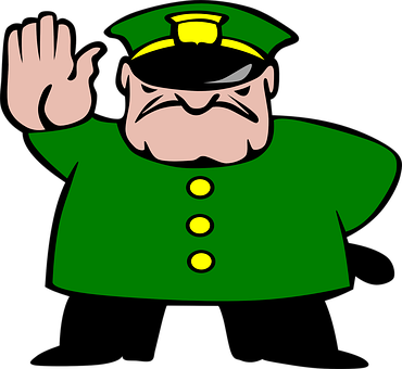 Cartoon Police Officer Gesture Stop