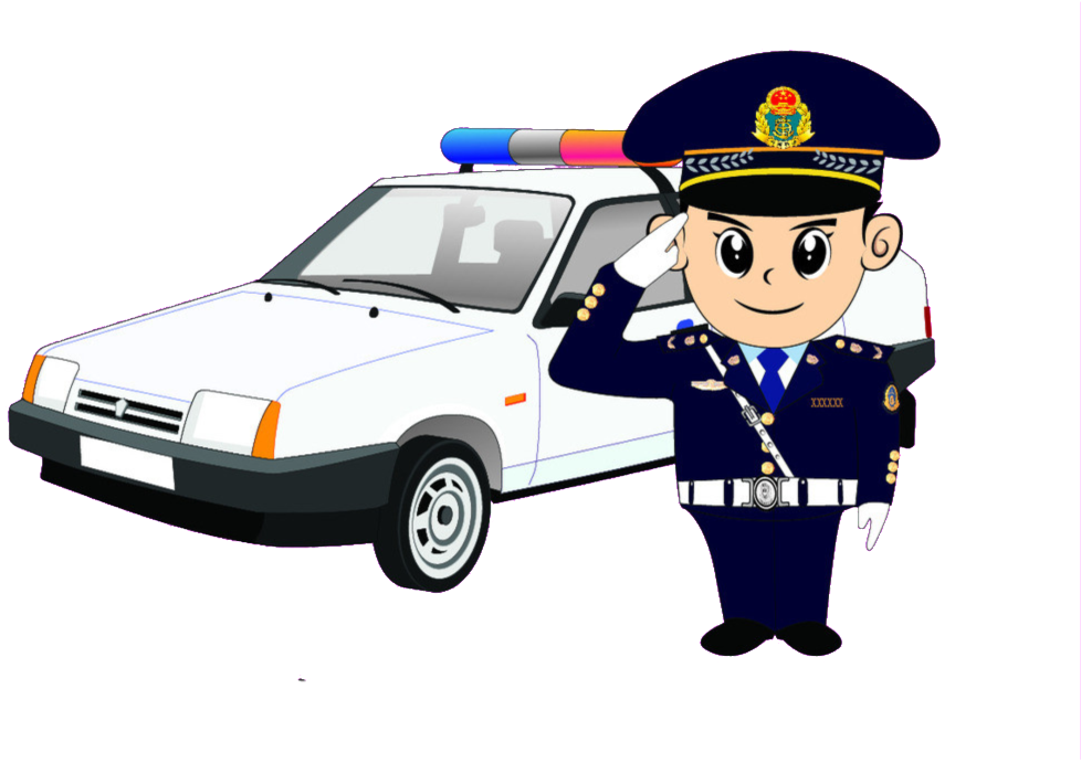 Cartoon Police Officerand Patrol Car