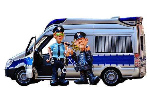 Cartoon Police Officersand Van