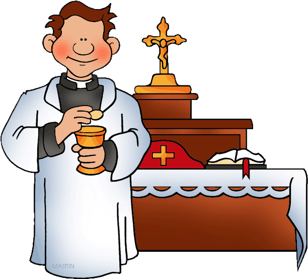 Cartoon Priest Performing Eucharist