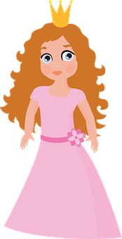 Cartoon Princessin Pink Dress