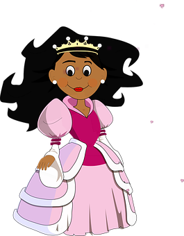 Cartoon Princessin Pink Dress