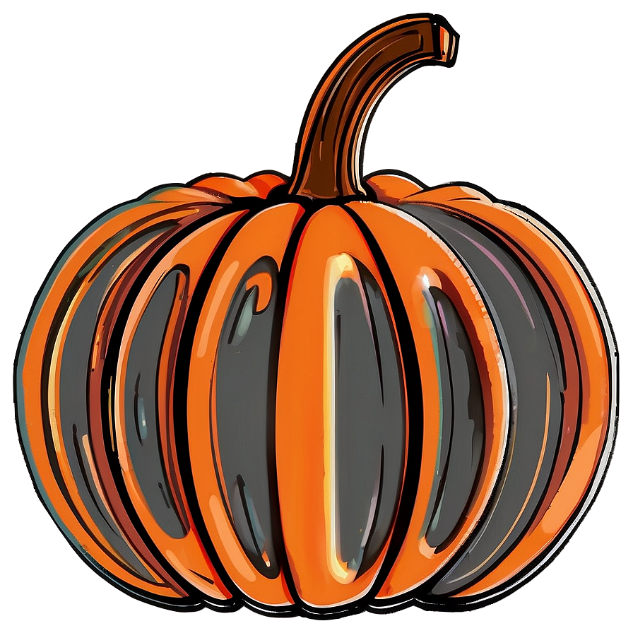 Cartoon Pumpkin Outline Illustration Png 06202024