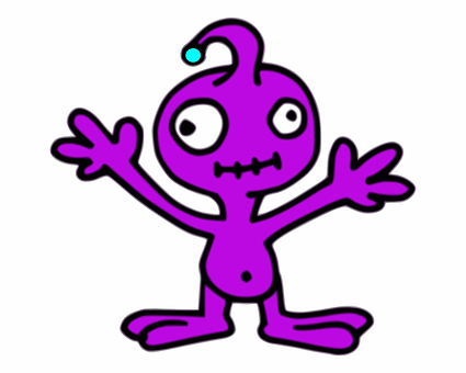 Cartoon Purple Alien Friendly Gesture.jpg