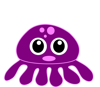 Cartoon Purple Octopus Vector