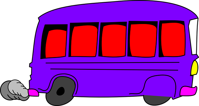 Cartoon Purple School Bus