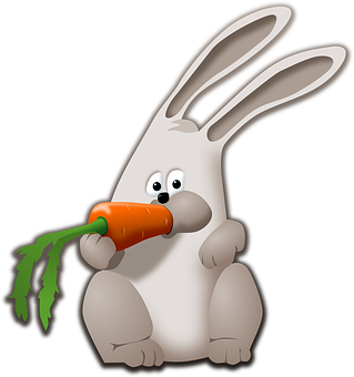 Cartoon Rabbit Eating Carrot