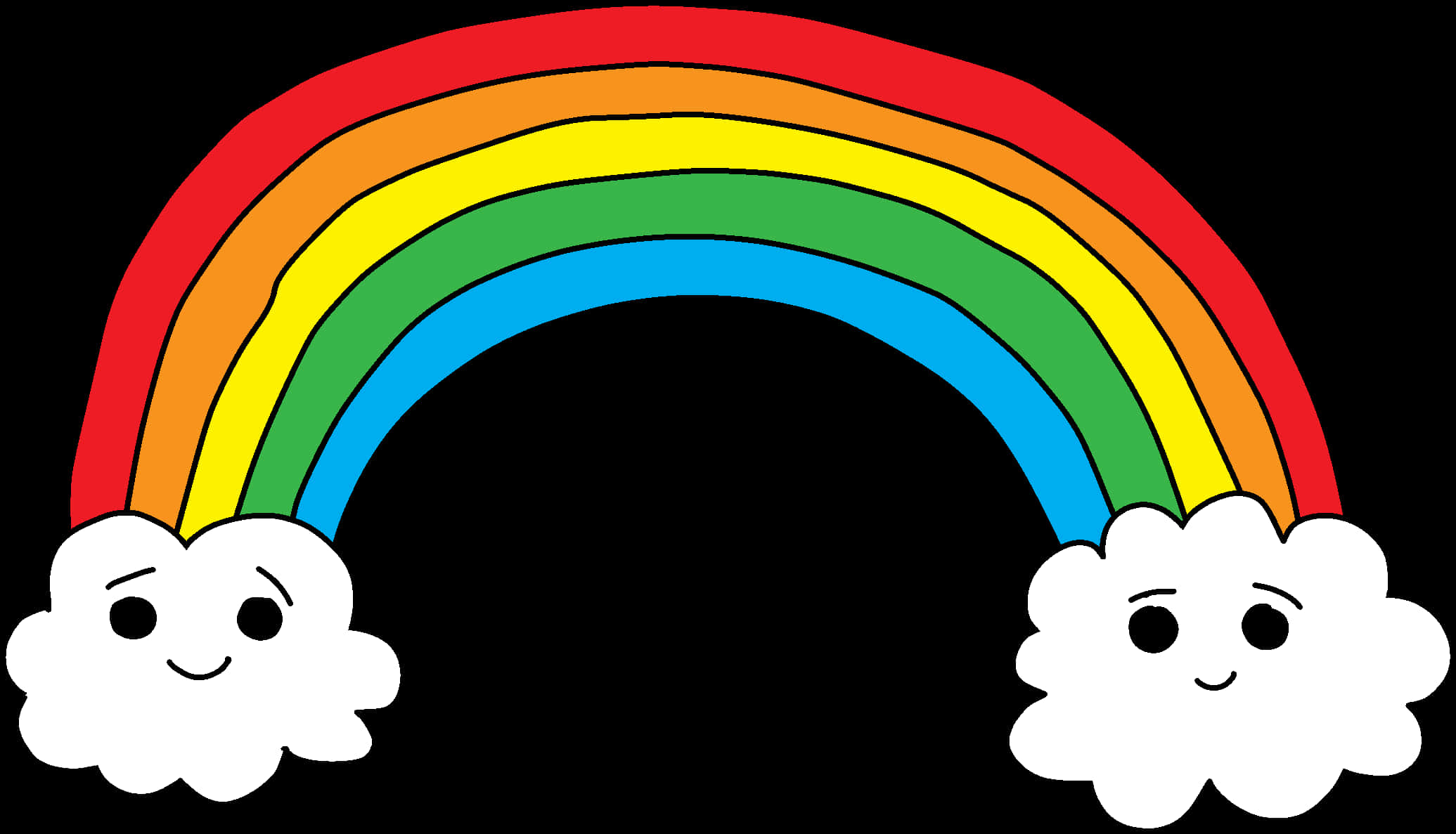 Cartoon Rainbow With Clouds