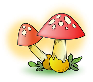 Cartoon Red Mushrooms Illustration