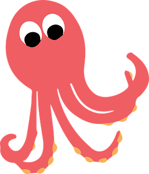 Cartoon Red Octopus