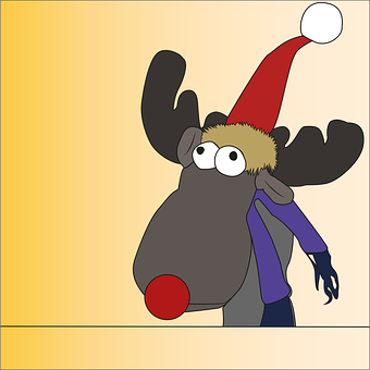 Cartoon Reindeerin Santa Hat