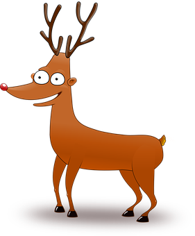 Cartoon Reindeerwith Red Nose