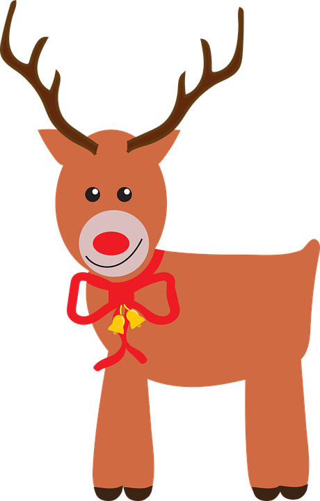 Cartoon Reindeerwith Red Noseand Bow