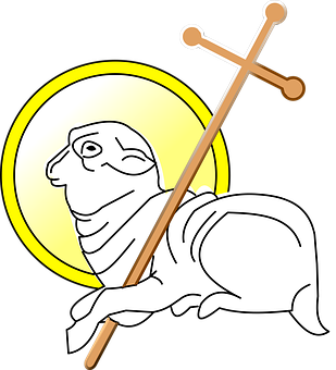 Cartoon Saint Kneeling With Cross