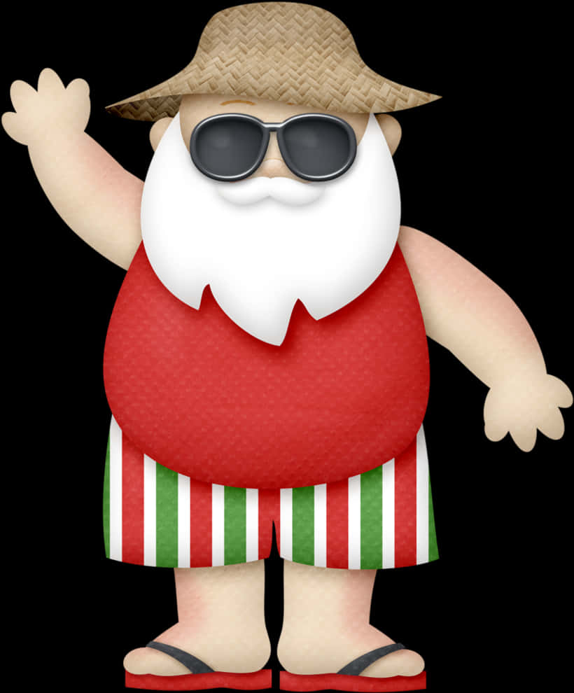 Cartoon Santaon Vacation