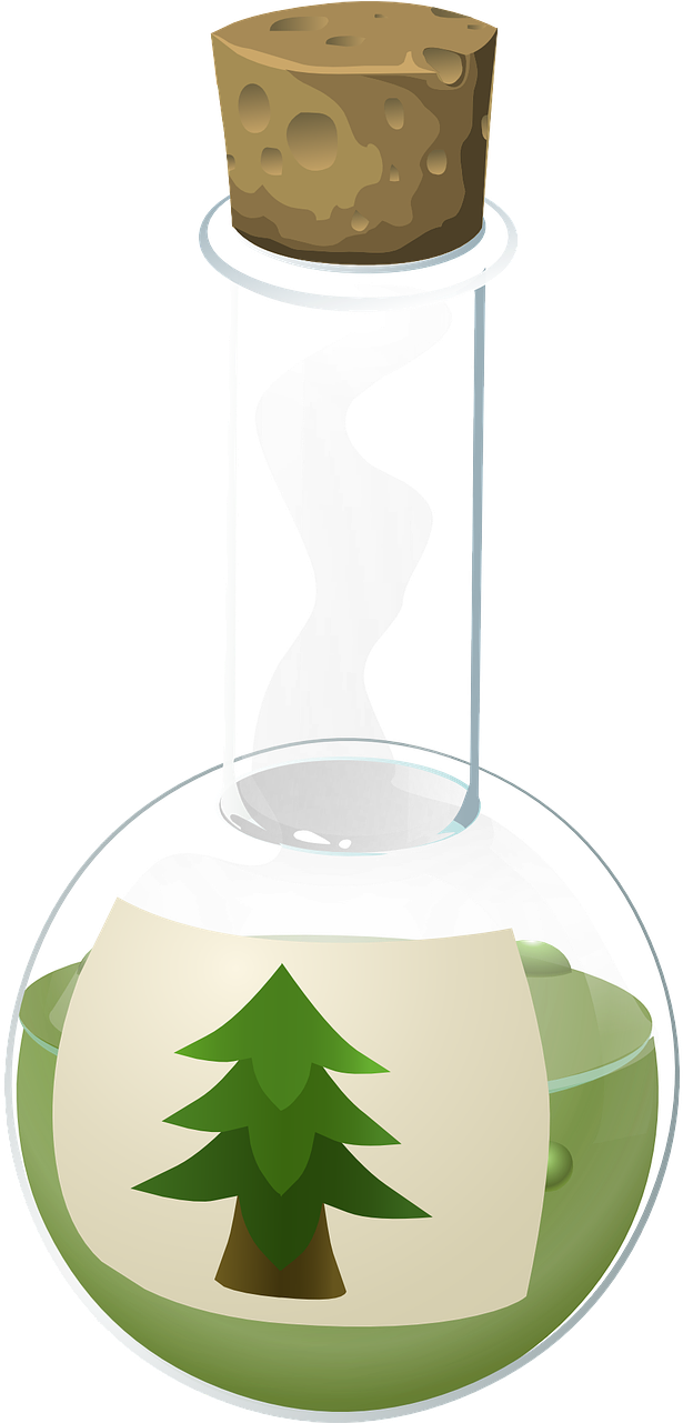 Cartoon Science Beaker With Tree