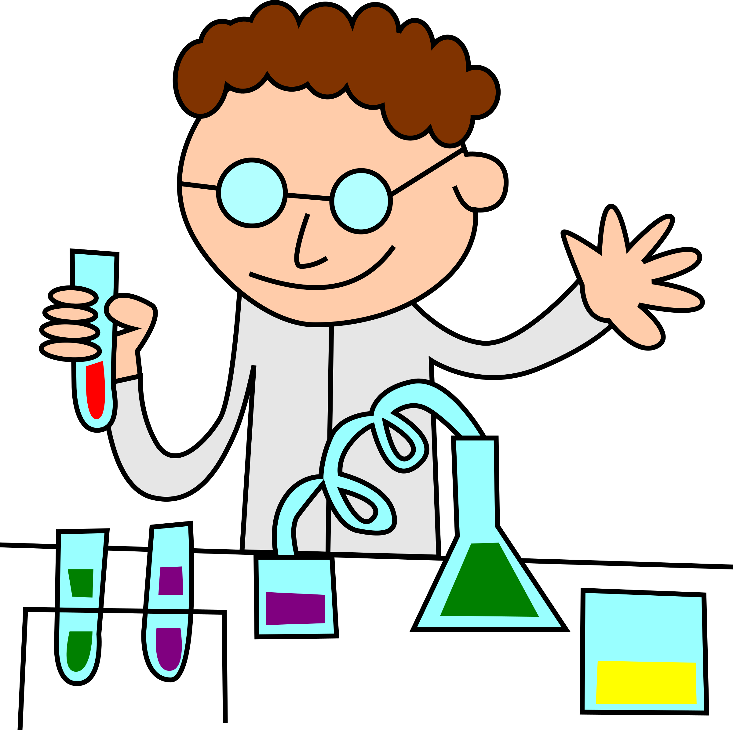 Cartoon Scientist Conducting Experiments