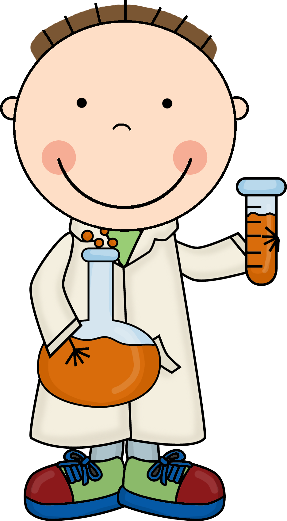 Cartoon Scientist Holding Test Tube