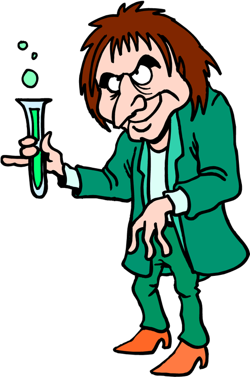 Cartoon Scientist Holding Test Tube