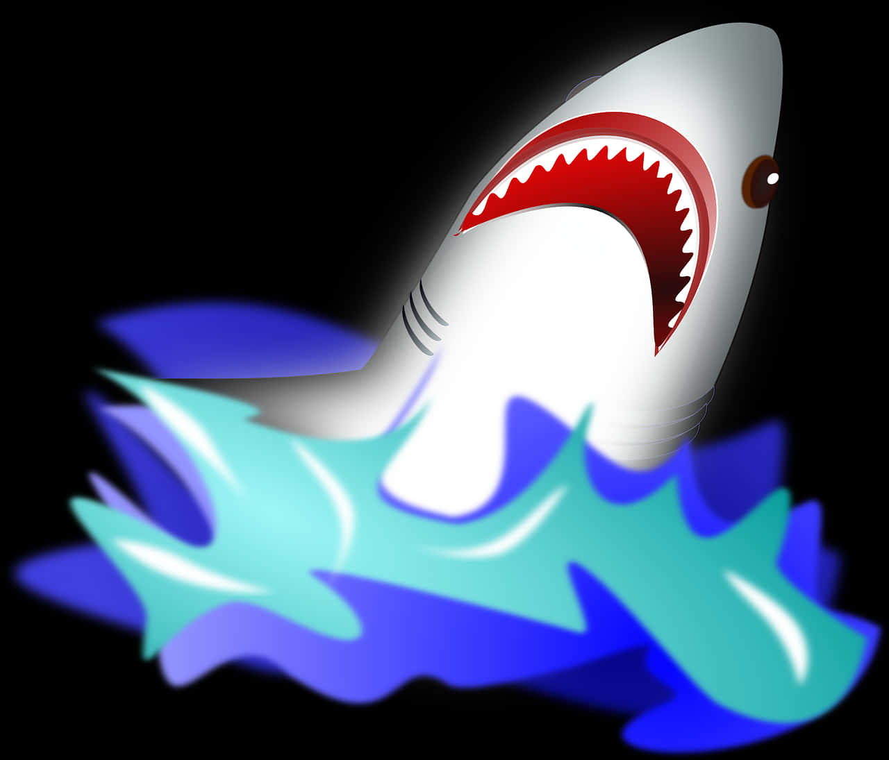 Cartoon Shark Emerging From Water