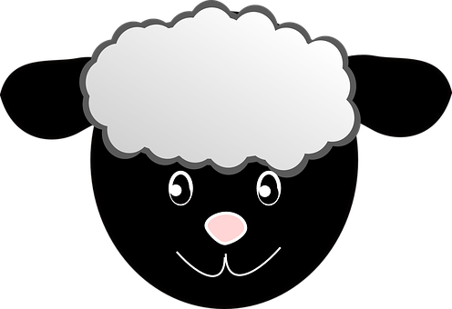 Cartoon Sheep Black Background