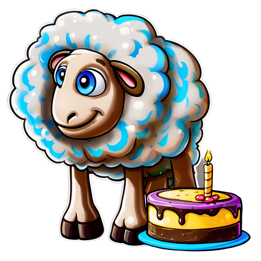 Cartoon Sheep With Cake Png 06272024