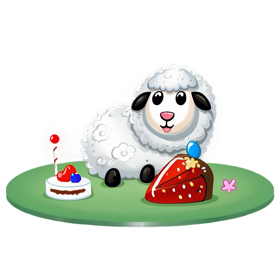 Cartoon Sheep With Cake Png Iry