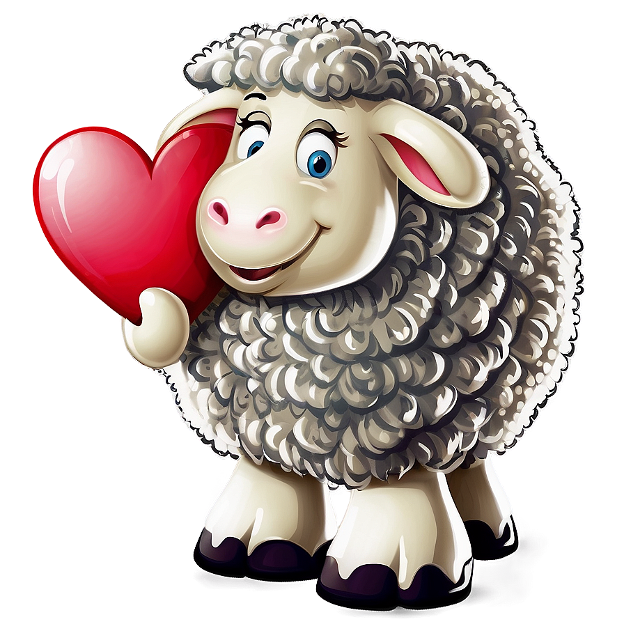 Cartoon Sheep With Heart Png 06272024