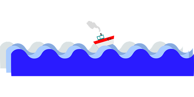 Cartoon Ship Sailing Night Sea