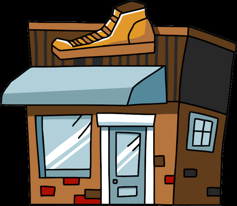 Cartoon Shoe Store Illustration