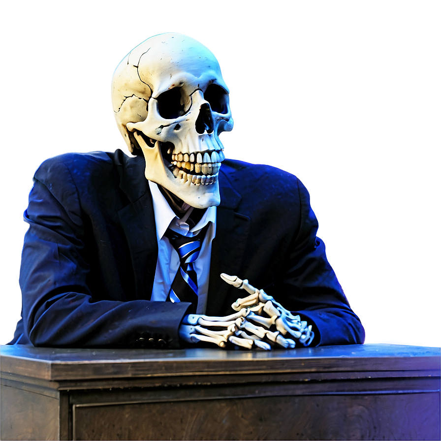 Cartoon Skeleton At Desk Png 06262024