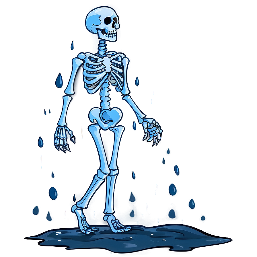 Cartoon Skeleton In Rain Png Fde