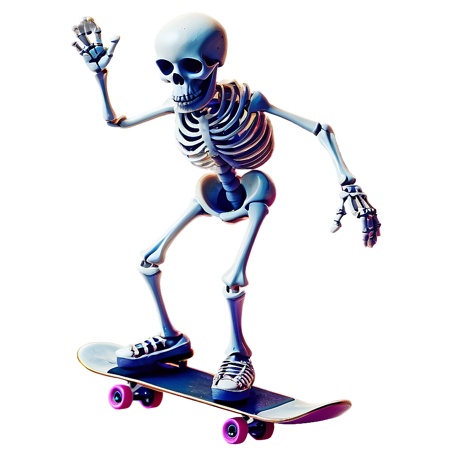 Cartoon Skeleton On Skateboard Png Mcu8