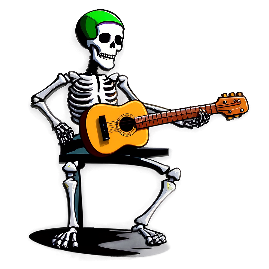 Cartoon Skeleton Playing Guitar Png 06262024