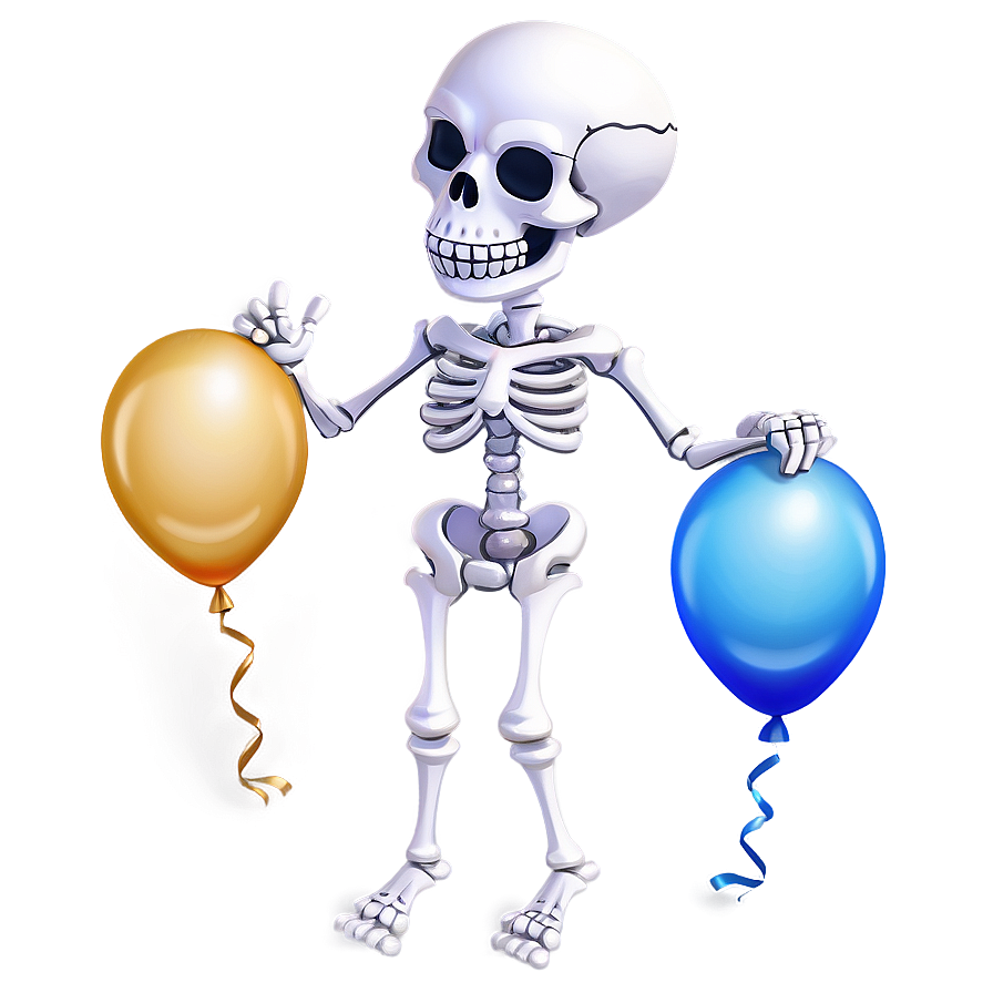 Cartoon Skeleton With Balloons Png Eyo28