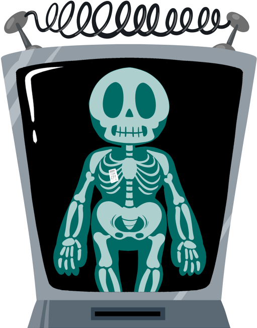 Cartoon Skeleton Xray Machine